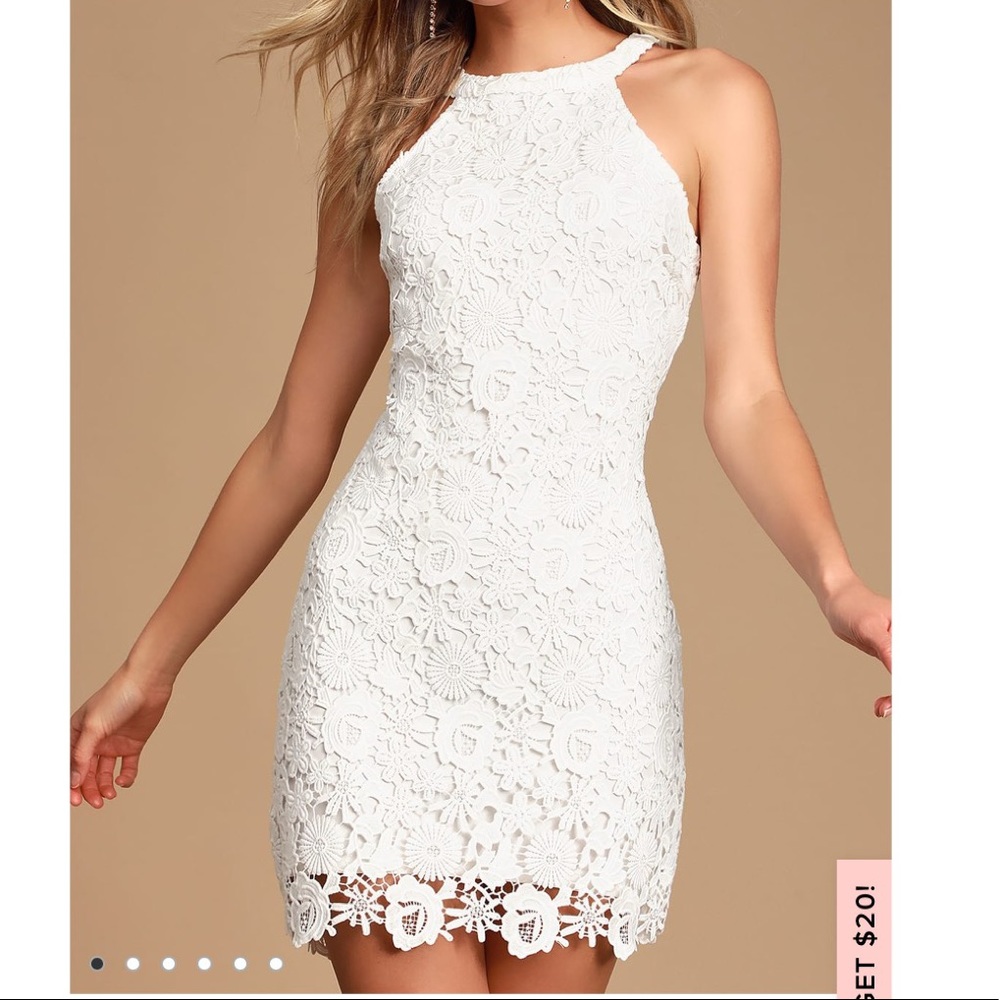 Lulu’s Love Poem Ivory Lace Mini Dress